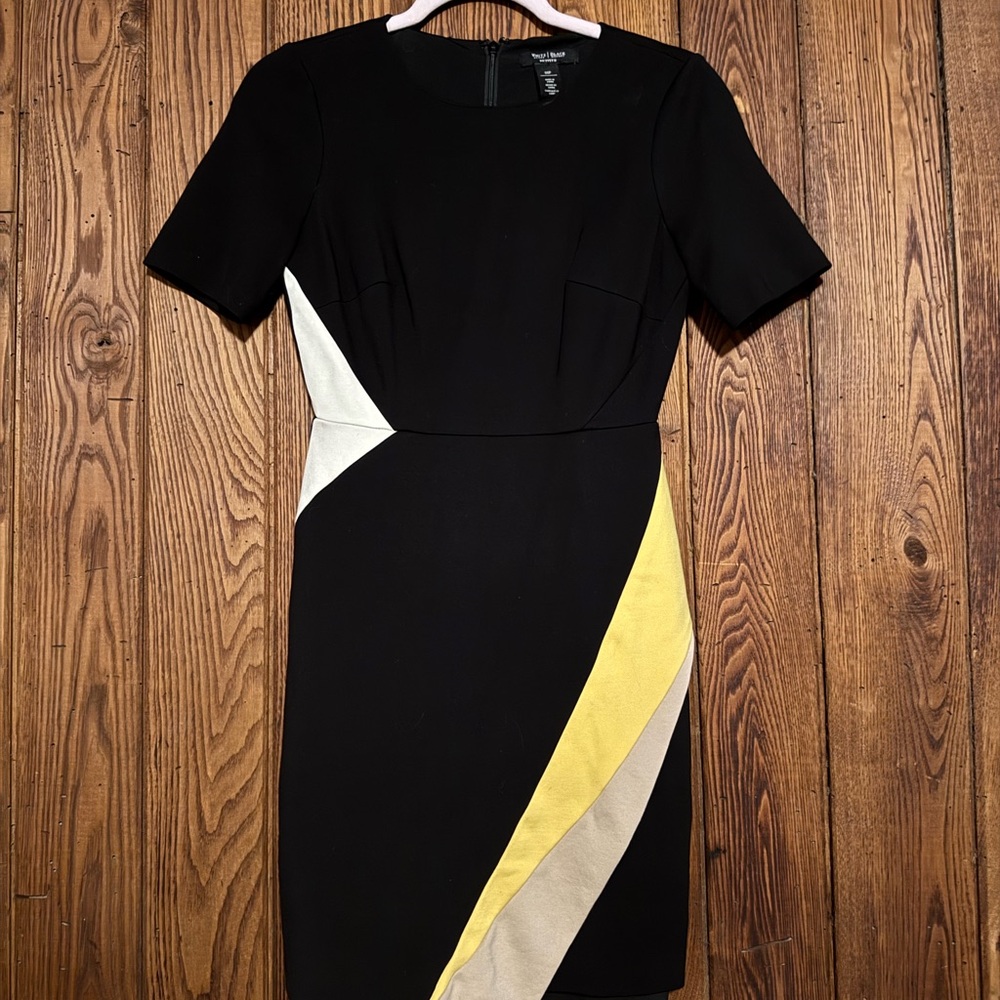 White House Black Market Sheath Dress with Yellow and Cream Panels